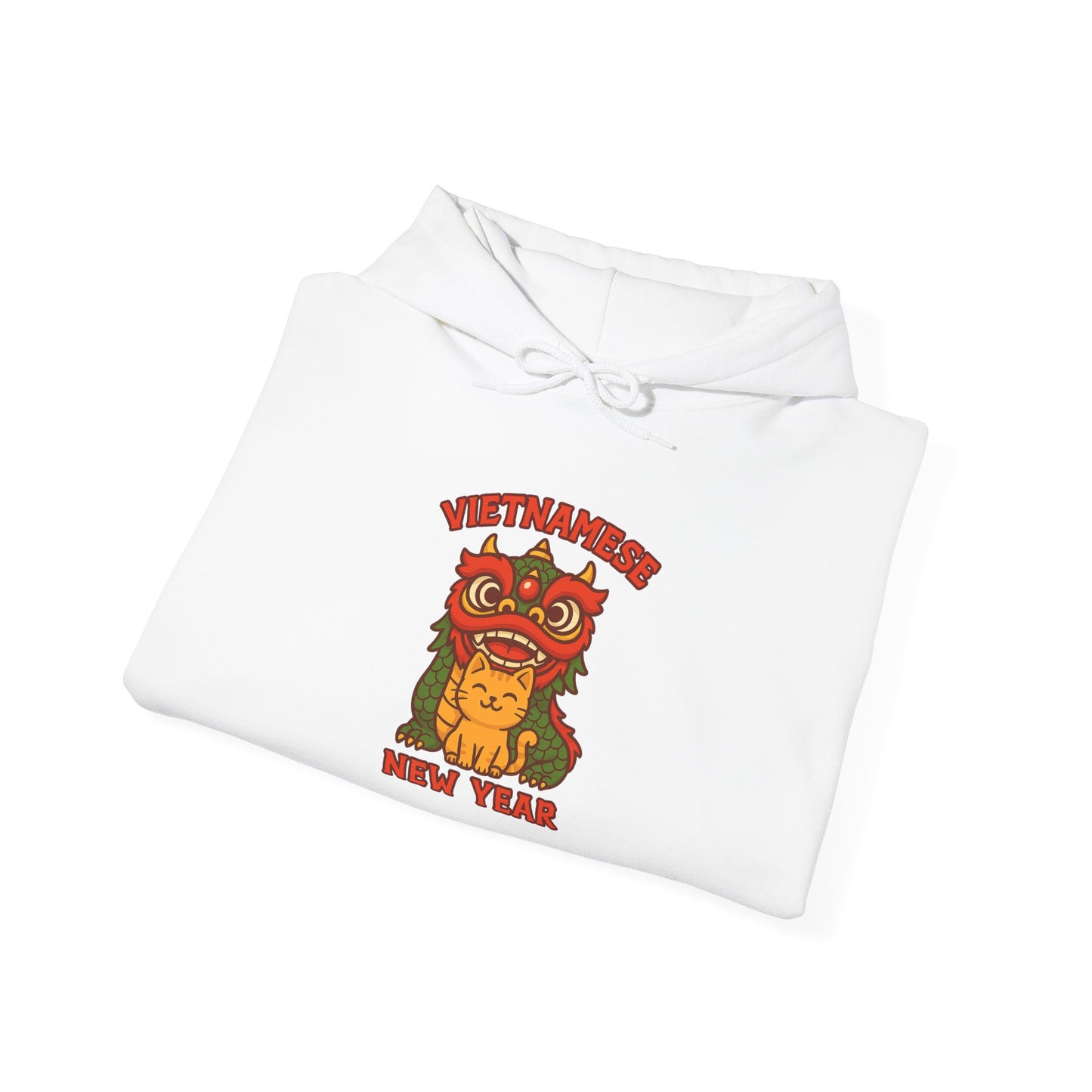 Vietnamese New Year Cat & Dragon Hoodie – Tết Celebration Streetwear