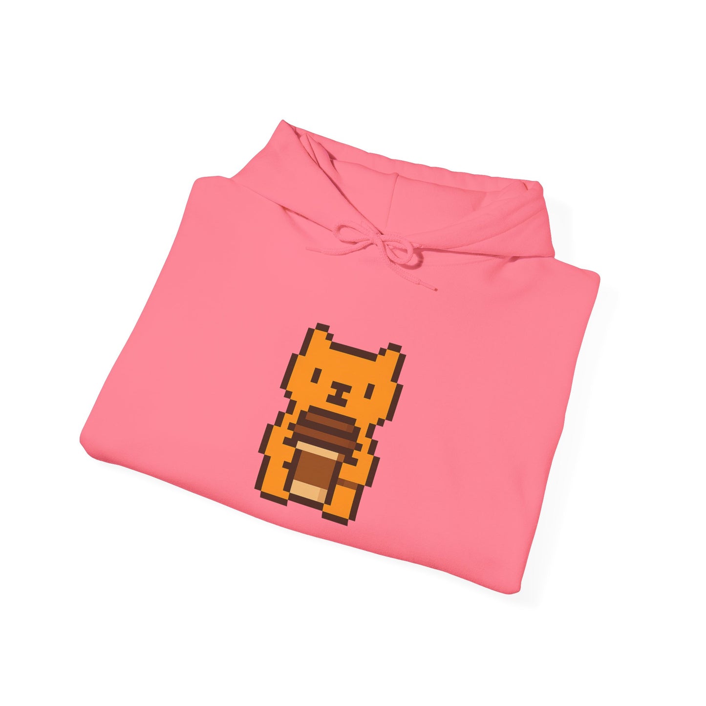 Retro Pixel Orange Cat with Coffee – Cute Vietnamese-Style Hoodie Design
