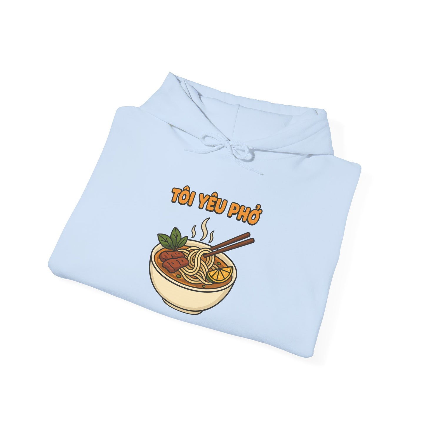 "TÔI YÊU PHỞ" Vietnamese Pho Lover Hoodie – Cute Cartoon Noodle Bowl Streetwear
