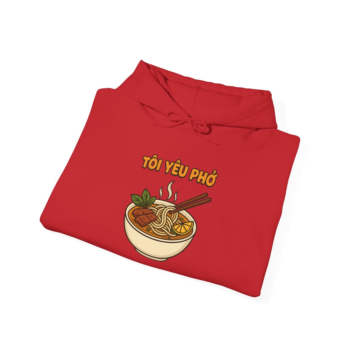 "TÔI YÊU PHỞ" Vietnamese Pho Lover Hoodie – Cute Cartoon Noodle Bowl Streetwear