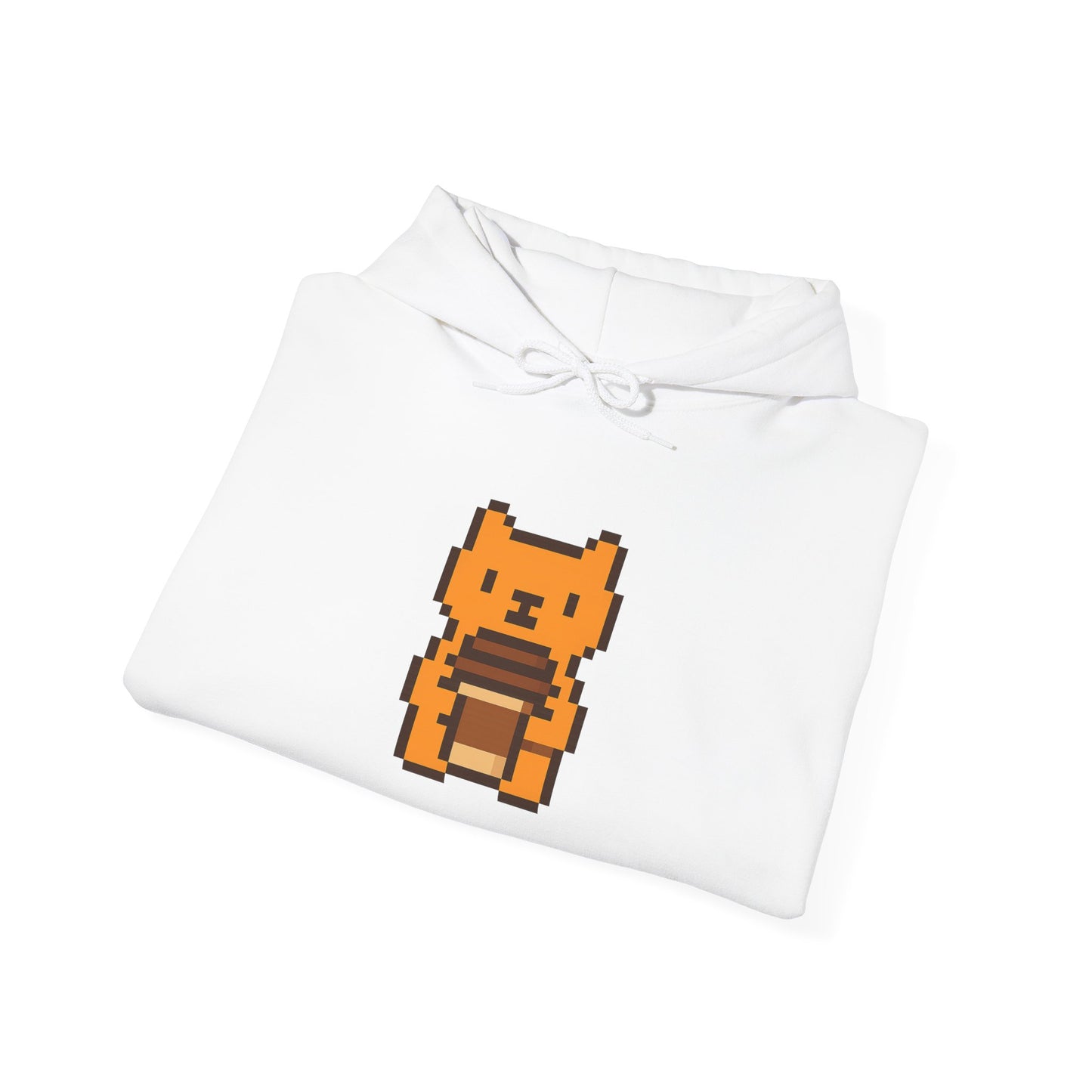 Retro Pixel Orange Cat with Coffee – Cute Vietnamese-Style Hoodie Design