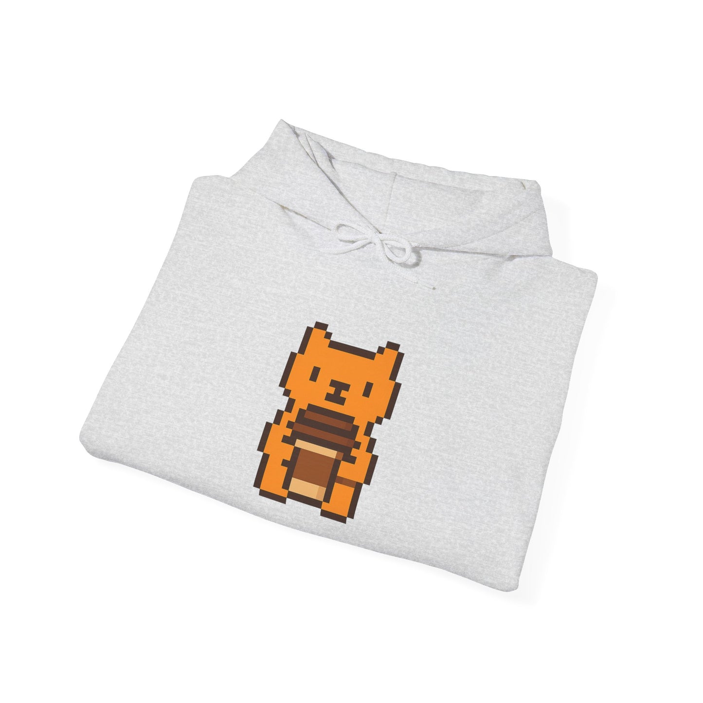 Retro Pixel Orange Cat with Coffee – Cute Vietnamese-Style Hoodie Design