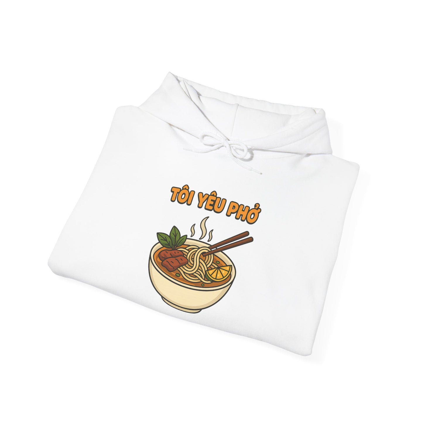 "TÔI YÊU PHỞ" Vietnamese Pho Lover Hoodie – Cute Cartoon Noodle Bowl Streetwear