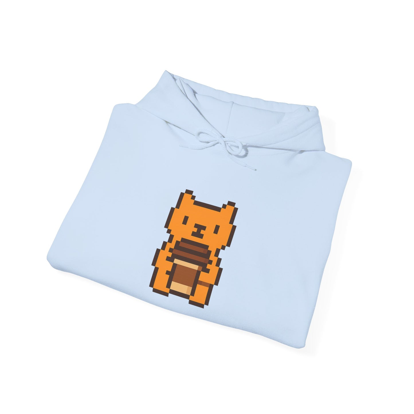 Retro Pixel Orange Cat with Coffee – Cute Vietnamese-Style Hoodie Design