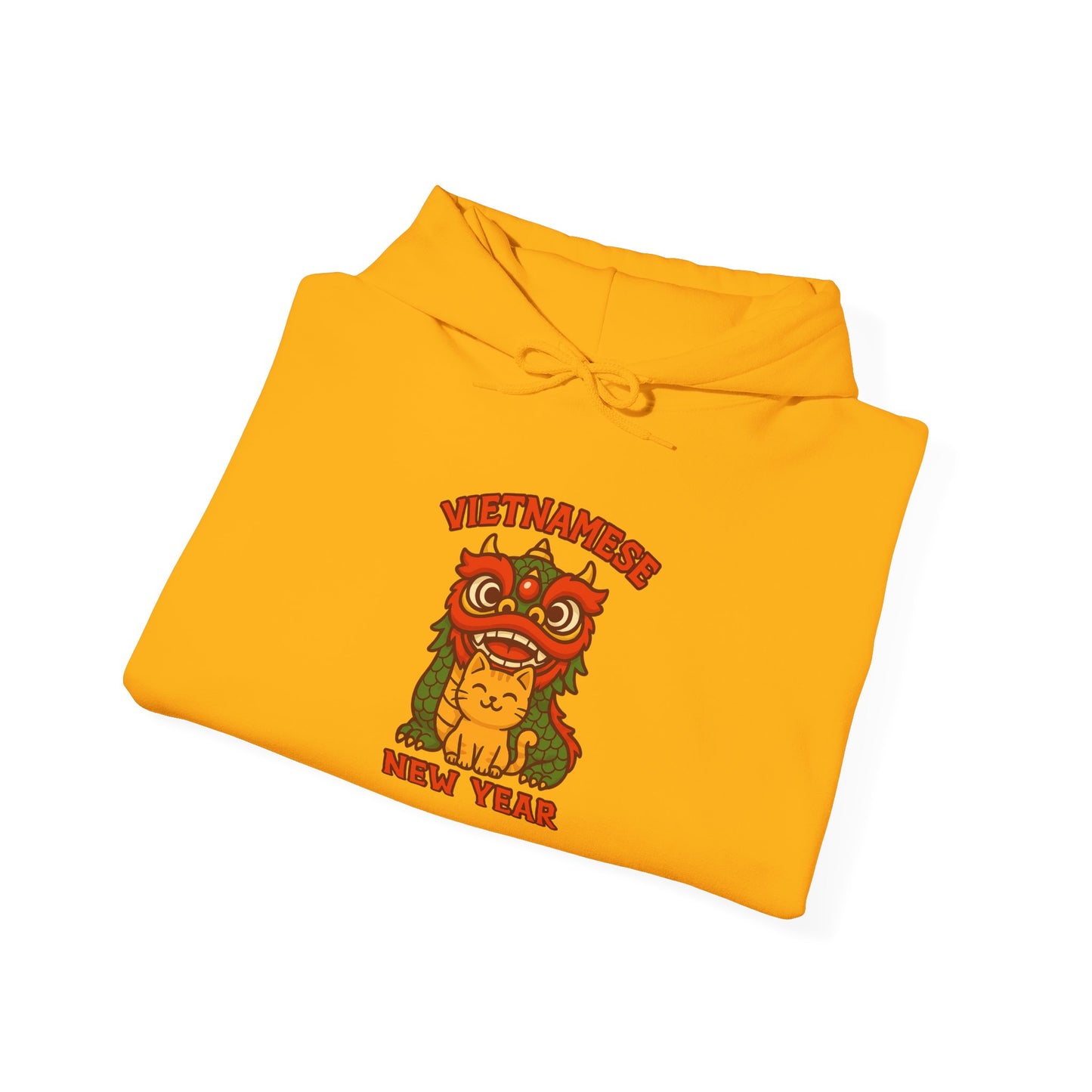 Vietnamese New Year Cat & Dragon Hoodie – Tết Celebration Streetwear