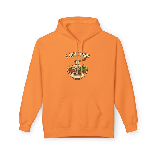 “I LOVE PHO!” Vietnamese Noodle Bowl Cartoon Hoodie – Cute & Cozy Streetwear