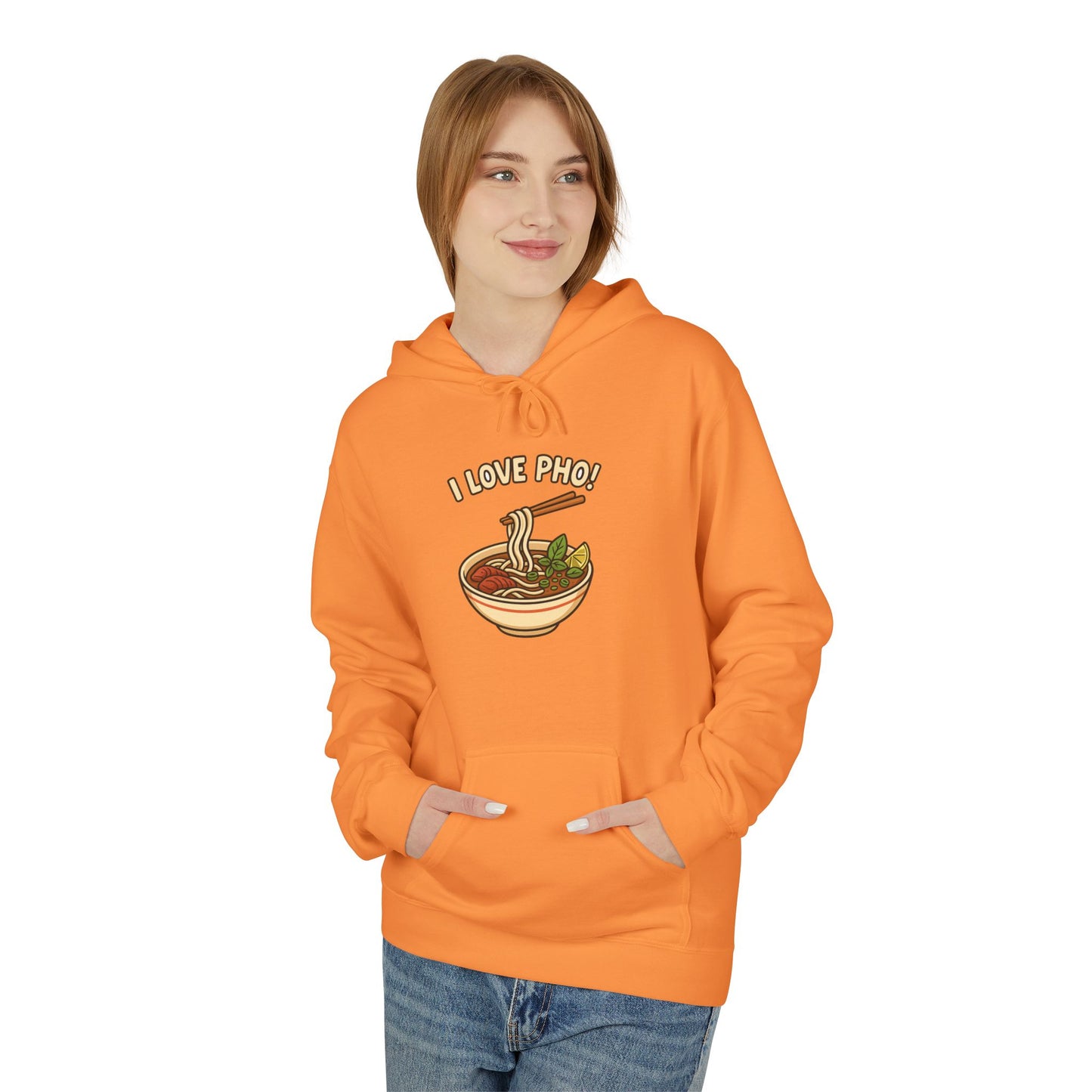 “I LOVE PHO!” Vietnamese Noodle Bowl Cartoon Hoodie – Cute & Cozy Streetwear