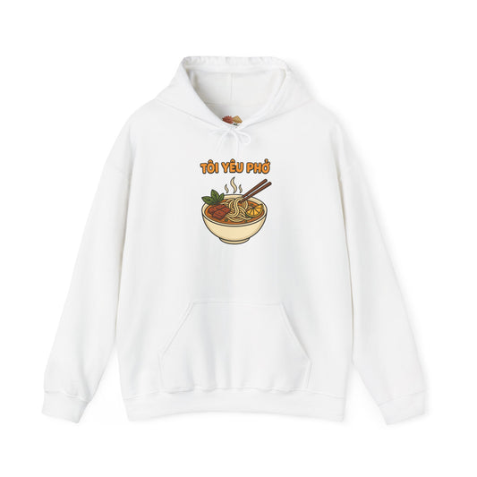 "TÔI YÊU PHỞ" Vietnamese Pho Lover Hoodie – Cute Cartoon Noodle Bowl Streetwear