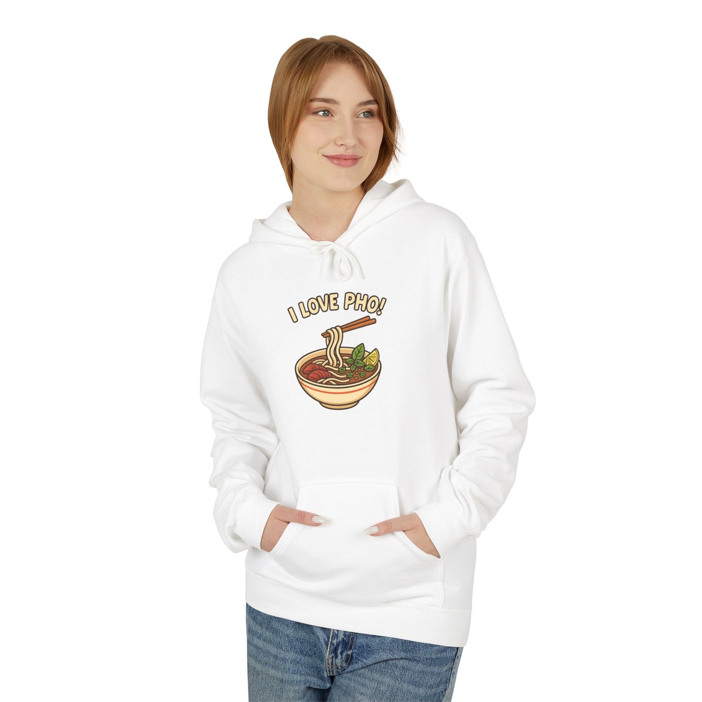 “I LOVE PHO!” Vietnamese Noodle Bowl Cartoon Hoodie – Cute & Cozy Streetwear