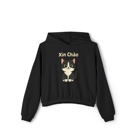 Xin Chào Cat Hoodie – Vietnamese Greeting & Kawaii Style