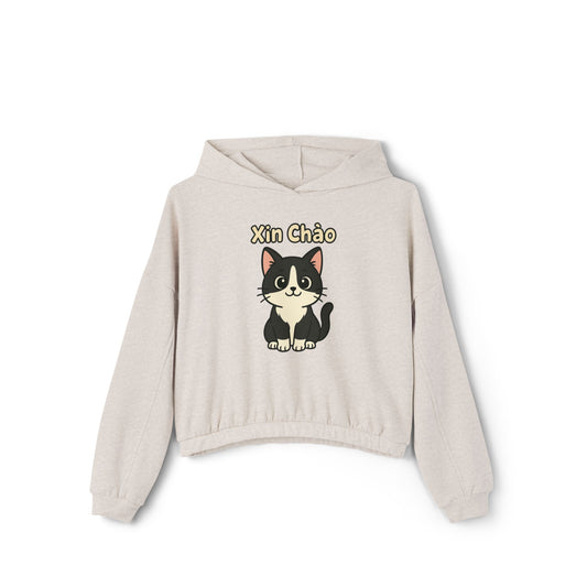 Xin Chào Cat Hoodie – Vietnamese Greeting & Kawaii Style