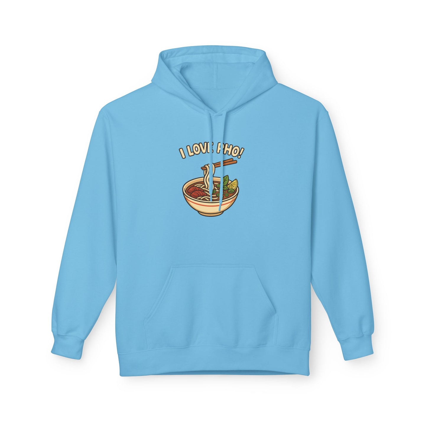 “I LOVE PHO!” Vietnamese Noodle Bowl Cartoon Hoodie – Cute & Cozy Streetwear