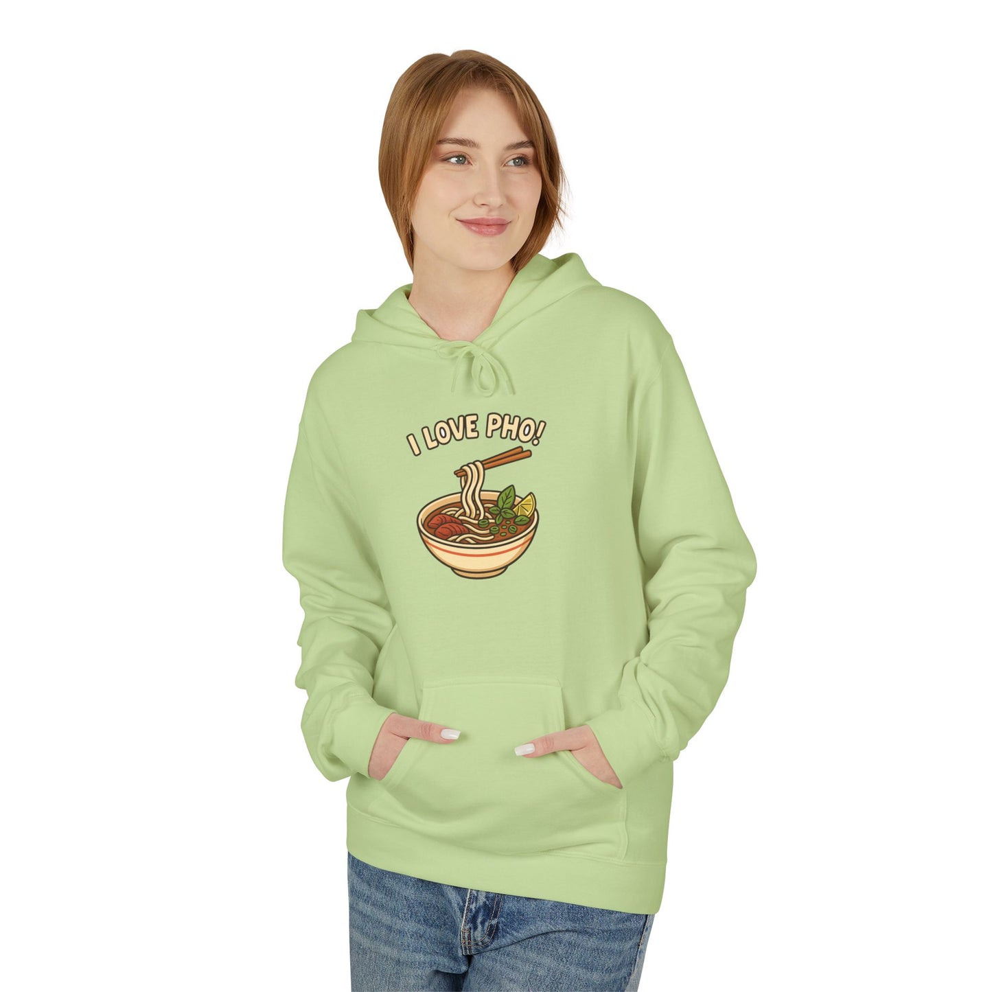 “I LOVE PHO!” Vietnamese Noodle Bowl Cartoon Hoodie – Cute & Cozy Streetwear